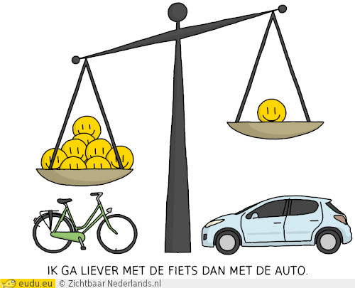 Liever dan: meer vrolijke gezichtjes links in de weegschaal dan rechts.