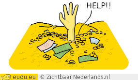 Iemand verdrinkt in het geld.