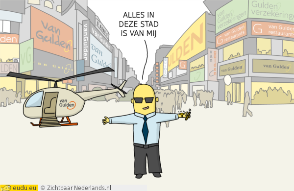 Alles in deze klas is van mijn bedrijven. - Een directeur tussen zijn bedrijven.