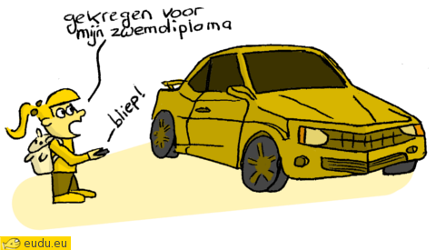 Een klein meisje loopt naar haar auto.