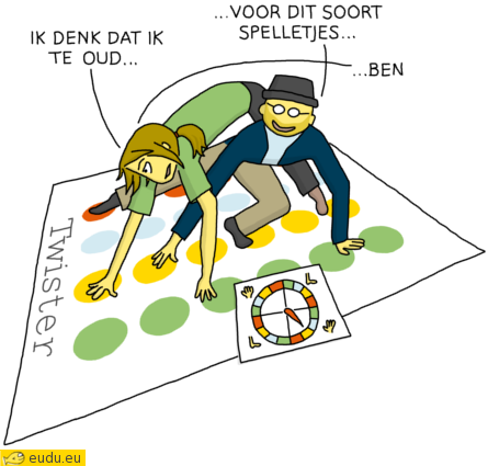 twee mensen die twister spelen